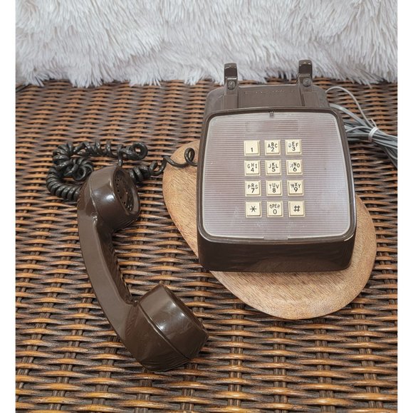 Vintage 1980 GTE Automatic Electric Push Dial Brown Land Line Telephone, Model # - Picture 7 of 9